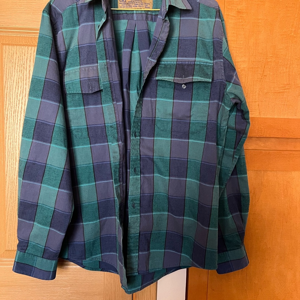Green and Blue Plaid Men's Shirt